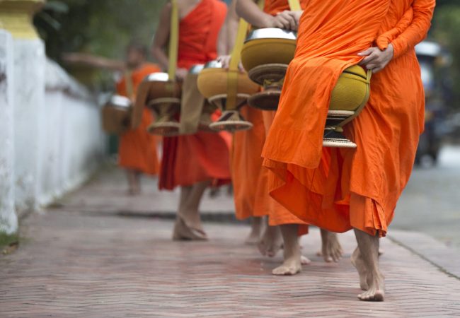 Alms giving ceremony in Luang Prabang, Laos.