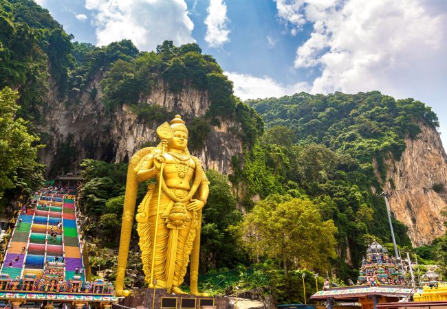 Batu cave, hinduism temple in a sunny day in Kuala Lumpur, Malaysia